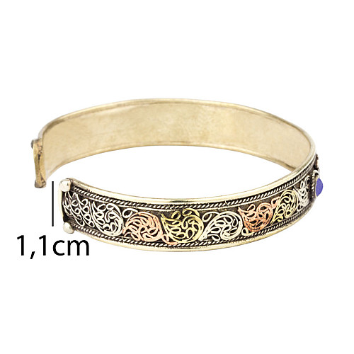 Браслет Mantra Mani Tibet Carving 3 metal 2 синих камня 6x6x1.1 см Металл (27466)