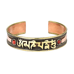 Браслет Mantra Mani Tibet 3 metal 2 червоних камені 6х6х1,6 см Метал (24594)