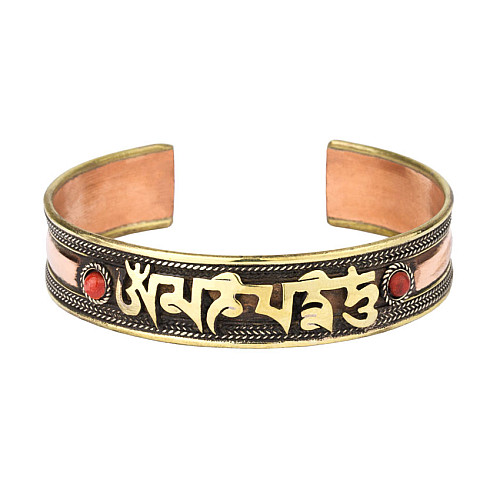 Браслет Mantra Mani Tibet 3 metal 2 червоних камені 6х6х1,6 см Метал (24594)