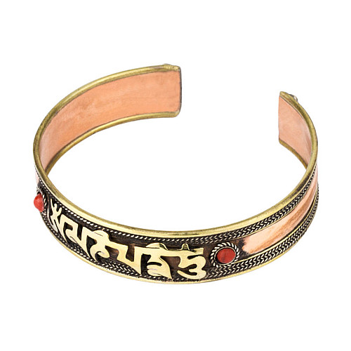 Браслет Mantra Mani Tibet 3 metal 2 червоних камені 6х6х1,6 см Метал (24594)