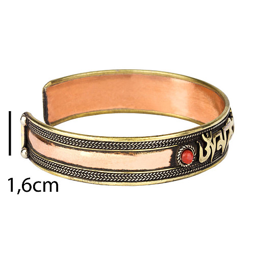 Браслет Mantra Mani Tibet 3 metal 2 червоних камені 6х6х1,6 см Метал (24594)