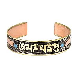 Браслет Mantra Mani Tibet 3 metal 2 блакитних камені 6х6х1,6 см Метал (27468)