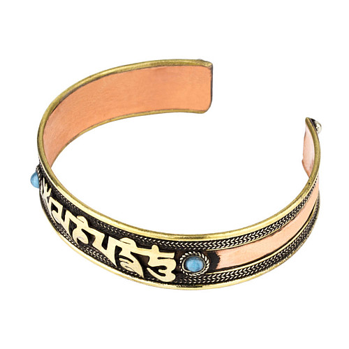Браслет Mantra Mani Tibet 3 metal 2 блакитних камені 6х6х1,6 см Метал (27468)