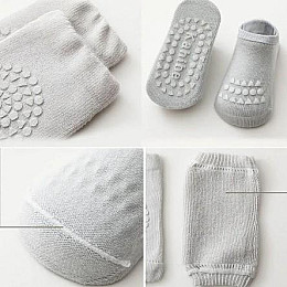 Набор наколенников и носков детских для ползания малышей Hoz Children Knee One Size Grey (SK001586)