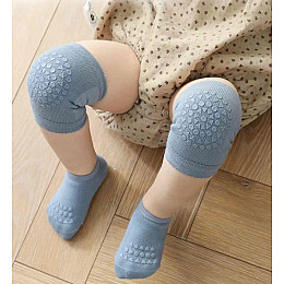 Набор наколенников и носков детских для ползания малышей Hoz Children Knee One Size Blue