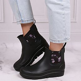 Стильные резиновые сапоги женские короткие Lemigo Stella 773 37 Черный