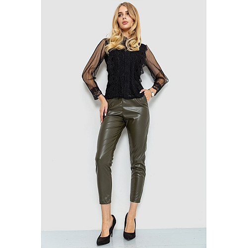 Лосины женские из экокожи хаки 214R5032 Ager M
