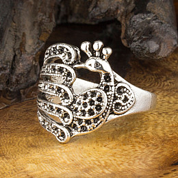 Кольцо Win Павлин Размер регулируемый 18-20,5 Стальной (27064)