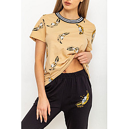 Домашний женский костюм Бежево-черный 219RF-524 Ager (95446_772291) XXL