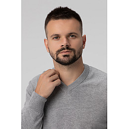 Пуловер однотонный мужской FIGO 6976 XL Светло-серый (2000989965190)