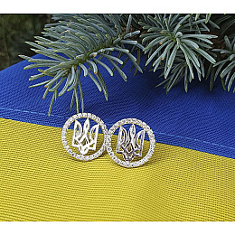 Пусеты с гербом Украины Maxi Silver 9157