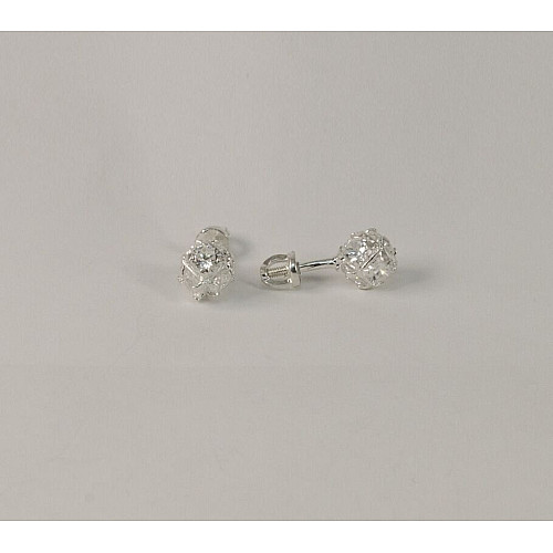 Пусеты в наличии с белыми камнями Maxi Silver 7956/1