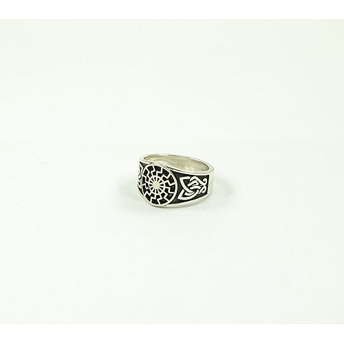 Кольцо оберег Черное Солнце Maxi Silver 4310 SE 17.5