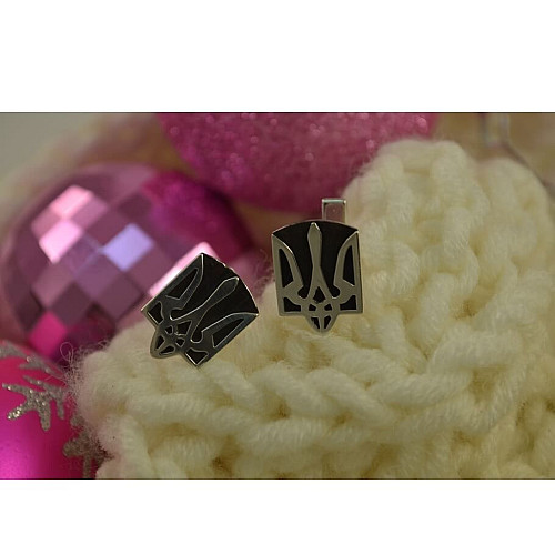 Запонки с гербом Украины Maxi Silver 6228