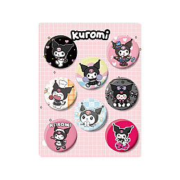 Набор значков Куроми Kuromi Моя Мелодия Onegai My Melody 8шт (22829) Fan Girl