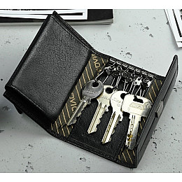 Кожаная ключница чехол для ключей Rovicky Черный (CPR-044-BAR)