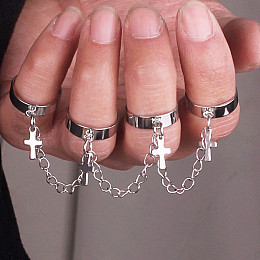 Кольца с крестиками и цепочками Bioworld 4шт комплект (23163) One Size