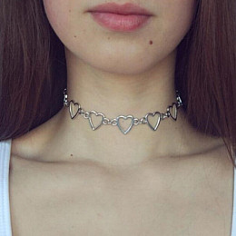 Чокер-цепочка Bioworld Сердца серебристый (23160)