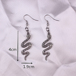 Сережки Змії Bioworld сріблясті 4см (23159)