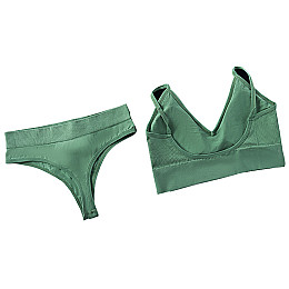 Комплект женского белья Lesko 1608# Хаки XL 85 ABC трусы и топ в рубчик бесшовный