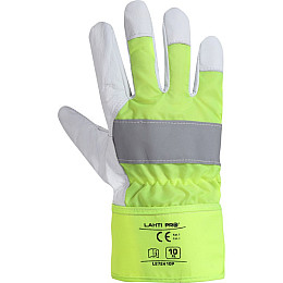 Рукавиці захисні шкіряні LahtiPro 2724 10(XL) зелено-білі