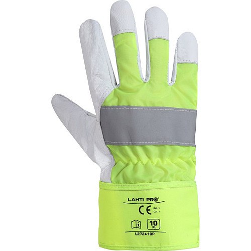 Перчатки защитные кожаные LahtiPro 2724 10(XL) зелено-белые
