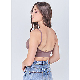 Топ жіночий в рубчик Lesko 08WX# Ліловий M 70/75 ABC з нерегульованими брительками знімні чашечки (12256-68324)