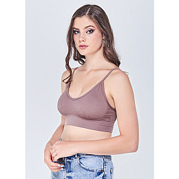 Топ жіночий в рубчик Lesko 08WX# Ліловий L 80 ABC з нерегульованими брительками знімні чашечки (12256-68326)