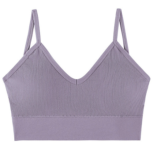 Топ женский в рубчик Lesko 08WX# Лиловый XL 85 ABC с нерегулируемыми брителями съемные чашечки (12256-68330)