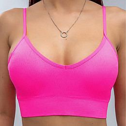 Топ жіночий в рубчик Lesko 08WX# Рожевий електрик M 70/75 ABC з нерегульованими бретелями знімні чашечки (12254-68320)