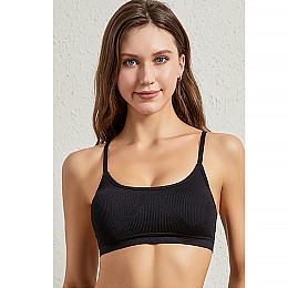 Топ жіночий в рубчик Lesko B02# M 70/75 ABC Чорний з регульованими брительками (12262-68349)