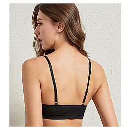 Топ жіночий в рубчик Lesko B02# M 70/75 ABC Чорний з регульованими брительками (12262-68349)