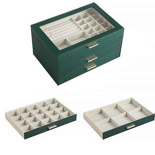 Шкатулка Casegrace SP-01223 Green 26,5*18*13,5 см для украшений и ювелирных изделий трехуровневая (12184-67704)