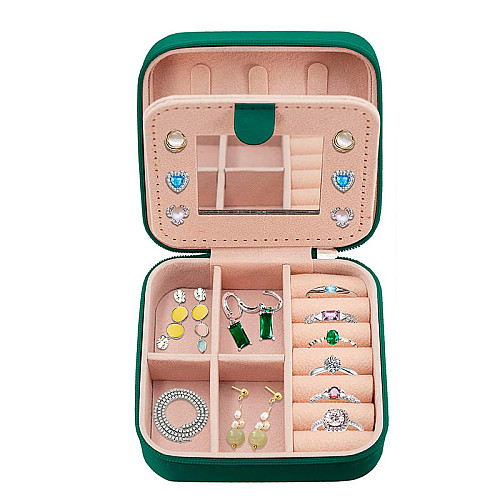 Шкатулка Casegrace SP-01250 Green 10*10*5 для украшений и ювелирных изделий портативная c зеркалом (12187-67712)