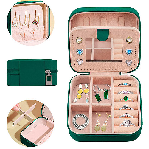 Шкатулка Casegrace SP-01250 Green 10*10*5 для украшений и ювелирных изделий портативная c зеркалом (12187-67712)