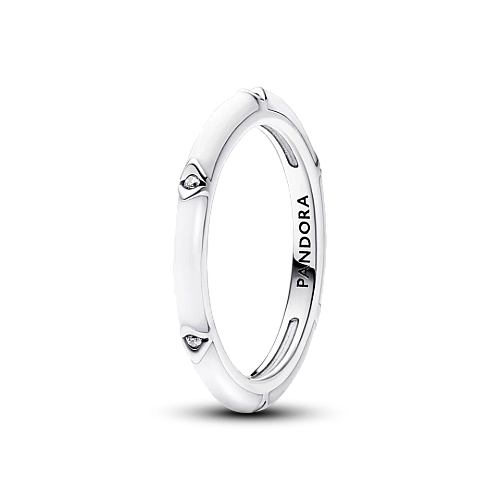 Срібна каблучка Pandora Me Біла емаль та камінці 193089C01 60