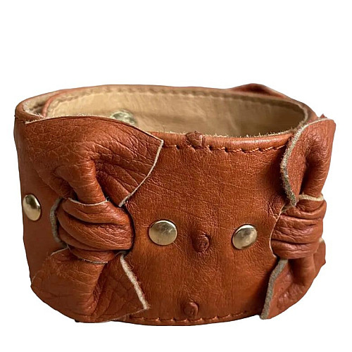 Браслет из натуральной кожи страуса коралловый с бантиками Ekzotic Leather (ob 03)