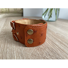 Браслет из натуральной кожи страуса коралловый с бантиками Ekzotic Leather (ob 03)