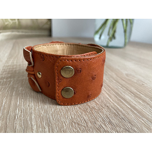 Браслет из натуральной кожи страуса коралловый с бантиками Ekzotic Leather (ob 03)