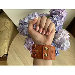 Браслет из натуральной кожи страуса коралловый с бантиками Ekzotic Leather (ob 03)