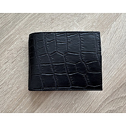 Зажим для денег купюр из натуральной кожи крокодила Ekzotic Leather Черный (сс 03)