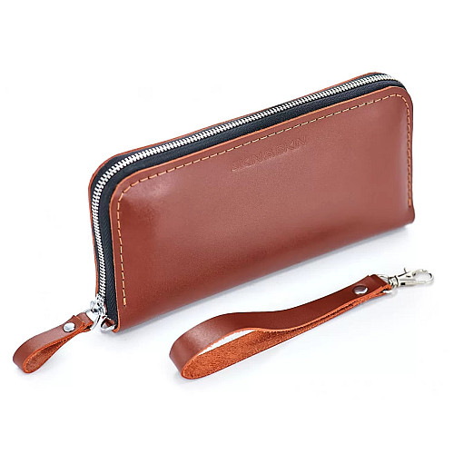 Шкіряний гаманець Skin and Skin Zipper L 21х11.5х2.5 см Коньячний (LW06CO)