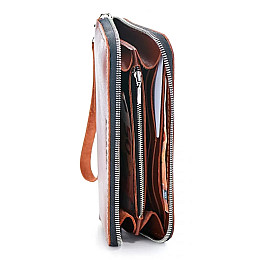 Шкіряний гаманець Skin and Skin Zipper L 21х11.5х2.5 см Коньячний (LW06CO)