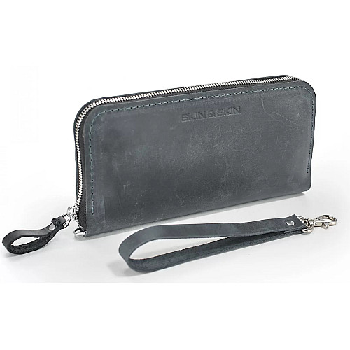 Кожаный кошелек Skin and Skin Zipper L 21х11.5х2.5 см Серый (LW06GG)