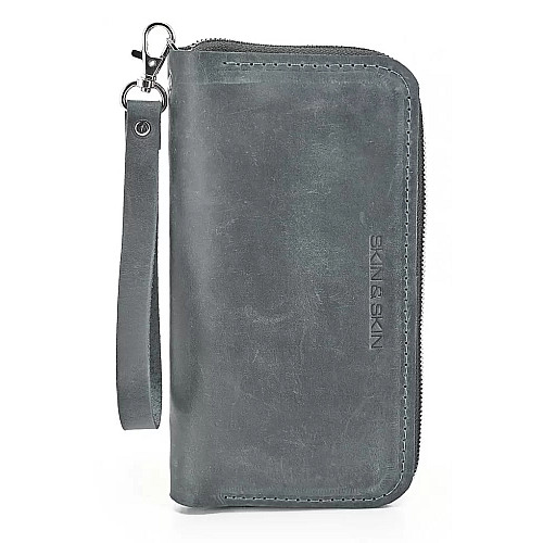 Кожаный кошелек Skin and Skin Zipper L 21х11.5х2.5 см Серый (LW06GG)