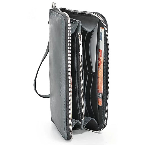Кожаный кошелек Skin and Skin Zipper L 21х11.5х2.5 см Серый (LW06GG)