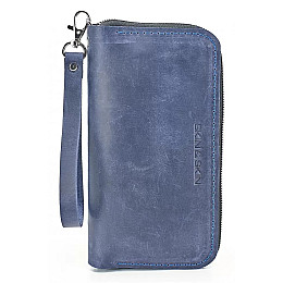 Шкіряний гаманець Skin and Skin Zipper L 21х11.5х2.5 см Темно-синій (LW06nb)