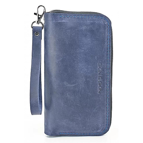 Шкіряний гаманець Skin and Skin Zipper L 21х11.5х2.5 см Темно-синій (LW06nb)