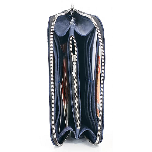 Шкіряний гаманець Skin and Skin Zipper L 21х11.5х2.5 см Темно-синій (LW06nb)