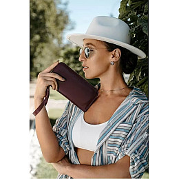 Кожаный кошелек Skin and Skin Zipper L 21х11.5х2.5 см Бордовый (LW06BU)